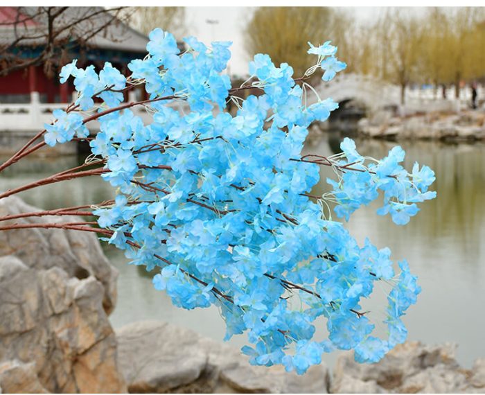 blue fake artificial flowers